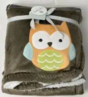 NWT Carters Quilted Brown Orange Owl Bird Velour White Sherpa Plush Baby Blanket