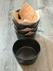 Stone + Lain Bowls Set Of 4 Black Dinner Ware Modern Ledge Stoneware Matte