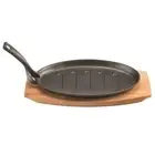 NEW PYROLUX PYROCAST CAST IRON STEAK SIZZLE PLATE WITH HANDLE AND TRAY
