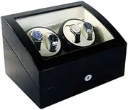 [CFZSALK] Watch Winder Box Automatic Watch Winder Box Automatic Watches Display Stand 4+6 Rotating Cups Watch Winding Box Timer Function Protection (Color : Black+Black) KeYJ