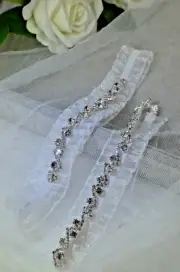 Silver Dainty Wedding Garter Set Wedding Garter Bridal Garter Toss garter