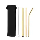 4PCS Reusable Metal Straws Set With Cleaner Brush Stainless Steel Drinking St QH