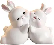 Fenteer Rabbit Bookends Decorative Bookends Cute Bunny Book Ends Stopper Book Ends to Hold Books Kids Bookends for Shelves Desk Decor, White