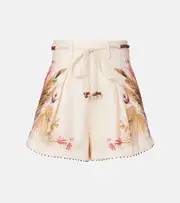 [Zimmermann] Zimmermann Ascension beaded floral linen shorts AU 8 multicoloured
