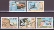 CAMBOYA 1993 FAUNA Y TECNOLOGIA 5 VALORES NUEVOS MNH
