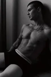 [O341] Handsome Man Cute Model Showing Off Body Male Physique Photography