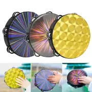 8" Double Row Jingles Tambourine Handbell Hand Drum Wooden Percussion Instrument