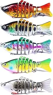 Bass Fishing Lures, 7 Section Type Bass Baits and Lures with 3D Eyes, Versatile Equipment for Pike Pickerel Trout Walleye Bream
