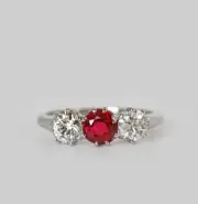 2.06 Ct Round Cut Natural Ruby Diamond Engagement Ring14K solid White gold