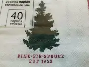 Harman Handsome Christmas Pine Tree 3 Ply Cocktail Paper Napkins,40 Ct NEW