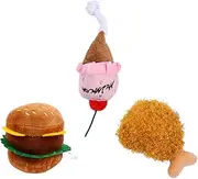 ROMISBABA 3pcs Food Shape Plush Dog Bite Resistant Squeak Sound Simulation for Interactive Play Fetching and of War for Pet Training and Oral Care Activities