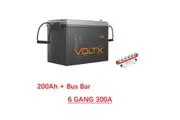 VoltX 12V 200Ah Lithium Battery + Bus Bar M8 Power Distribution Terminal Block (6 GANG 300A Red)