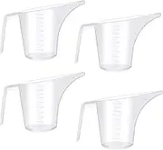 Fireboomoon 4 Pack Plastic Funnel Pitcher,Large Capacity Long Spout Measuring Cup for Bakeware Molds,Pancake,Batter,Muffin,Cakes,Soap Making(4 Cups/32 Ounces/1000 ml)