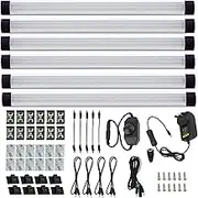 AIBOO Dimmable LED Under Cabinet Lighting Under Counter LED Light Bar Linkable Kit with Rocker Switch Kitchen,Showcase,Shelf Lighting(6 Panel Kits Warmwhite)