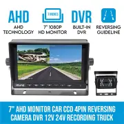Elinz 7" 1080P AHD Monitor Car 4PIN Reversing Camera DVR 12V 24V Recording Truck Caravan Splitscreen