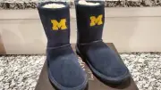 Bearpaw Winter Boots Emma Youth 608Y/Navy Michigan Wolverines Size 2 New IN Box