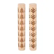 2pcs Wood Roller 10cm Grass Pine Tree Pattern Wooden Pottery Tools