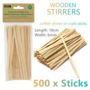 500x Wooden Craft Stick Paddle Pop Popsicle Coffee Stirrers Ice Cream Sticks DIY