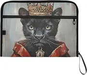 YMXFXP Leopard Crown Vintage Expandable Filing Folder, 13-Pocket Funny Cute Design with Sticky Labels, A4 Letter Size Document Organizer for Office, School, Boys, Girls