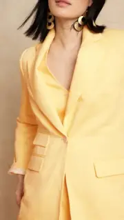 NWT!! Banana Republic RT$250 Soft Fall Yellow Islet Cotton Suit Blazer Jacket 4R