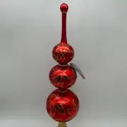 2011 Christopher Radko Ruby Scarlett Finial 15" Tree Topper Red Gold Leaves Tag