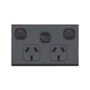 Black GPO Dual Power Point Socket with Extra Power Switch