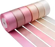 Pink Satin Ribbon 1 Inch Wide Light Pink Blush Pink Dusty Rose Ribbon Assorted Solid Color Double Faced Satin Ribbon for Flower Bouquet Wedding Invitation Crafts Gift Wrapping Hair Bows - 60Yds