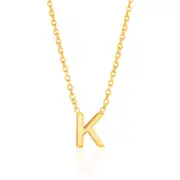 9ct Yellow Gold Initial "K" Pendant on 43cm Chain