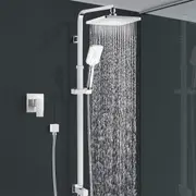 ACA WELS Square 8'' Shower Head Handheld Set Mixer Tap Adjustable Height Rail Chrome