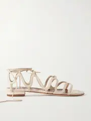 [Manolo Blahnik] Manolo Blahnik - Fawdaflat Leather Sandals - Cream - IT40 IT 40 Cream
