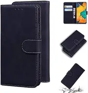 Case for Samsung Galaxy A20 / A30, Comfortable Touch PU Leather Flip Dual Magnet Wallet Stand Card Slots Protective Cover for Samsung Galaxy A20 / A30 (Black)