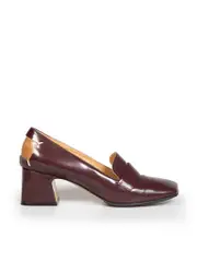 Brown Leather Cut-Out Court Pumps