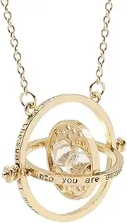 [Yotsuba] Harry Potter Gold Tone 3D Hourglass Necklace Pendant Time Turner Hermione Pendant Necklace Hermione Granger Rotating Spins Gold Plated Lover's Jewelry