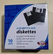 Office Depot 2HD IBM 3½ inch 1.44MB Diskettes 10 Pack NEW IN SEALED BOX