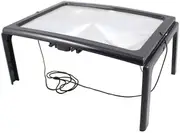 Large A4 Reading Magnifier with 4 LED Light, Hands-free Foldable Desktop Stand, 3x Full Page Magnifying Glass