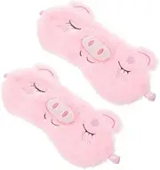 Healvian 2pcs Plush Eye Mask Sleeping Mask Fluffy Eye Nose Blind Fold Sleep Masks Sleep Mask Cute Bear Steam Eye Mask Gel Eye Eyemask Eyelash Googly Pig Eye Mask Boy Pink Elastic Band