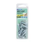 Zenith 1/4" x 25mm Zinc Plated Countersunk Head Bolt and Nut - 12 Pack