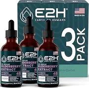 E2H Elderberry Syrup – Powerfull Antioxidants Supplement from Organic Elderberries Extract – Sambucus Elderberry Syrup for Kids & Adults for Inmune Support | Non-GMO, Vegan (3 Bottles)