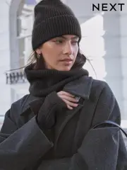 Black Wool Cashmere Beanie Hat (N94926) | $39