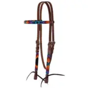 X0223-4069 Circle Y Flat Infinity Wrap Beaded Western Headstall Regular Oil NEW