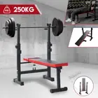 BLACK Weight Bench Press Squat Rack Incline Fitness Home Gym Equipment New