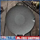 # Grill Pan Cast Iron Round Griddle Baking Tray for Home Party Travel and Outdoo