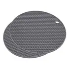 Silicone Trivet Mats 2pcs, Round Hot Pan Pads honey-comb Drying Mat Deep Gray