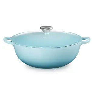 【Le Creuset】琺瑯鑄鐵鍋媽咪鍋28cm 水漾藍/蜂蜜黃/雪紡粉 3色可選(贈TNS 單柄平煎鍋28cm)