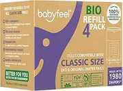 Babyfeel BIO Refills Compatible with DEKOR CLASSIC Diaper Pails | 100% Compostable | 4 Pack| Exclusive 50% Extra Thickness |Compost Refill bags with Powerful Odor Elimination |Holds up to 1980 Diapers
