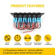 12V Switch Panel Car Cigarette Lighter Socket Boat Dual 2 USB Charging Voltmeter (for: Subaru)