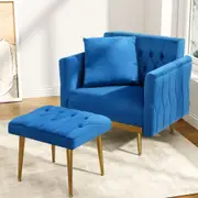 1 Seater Artiss Armchair Ottoman Pillow Velvet