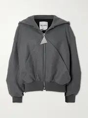 [The Attico] The Attico - Oversized Wool-blend Hooded Bomber Jacket - Gray - IT38 IT 38 Gray