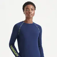 在飛比找Yahoo奇摩購物中心優惠-SUPERDRY 女裝 長袖 運動T恤 RUN 海軍藍