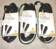 (3 Pack LOT)HDX 15 Ft Indoor Extension Cord With FLAT HEAD Adapter (Black)